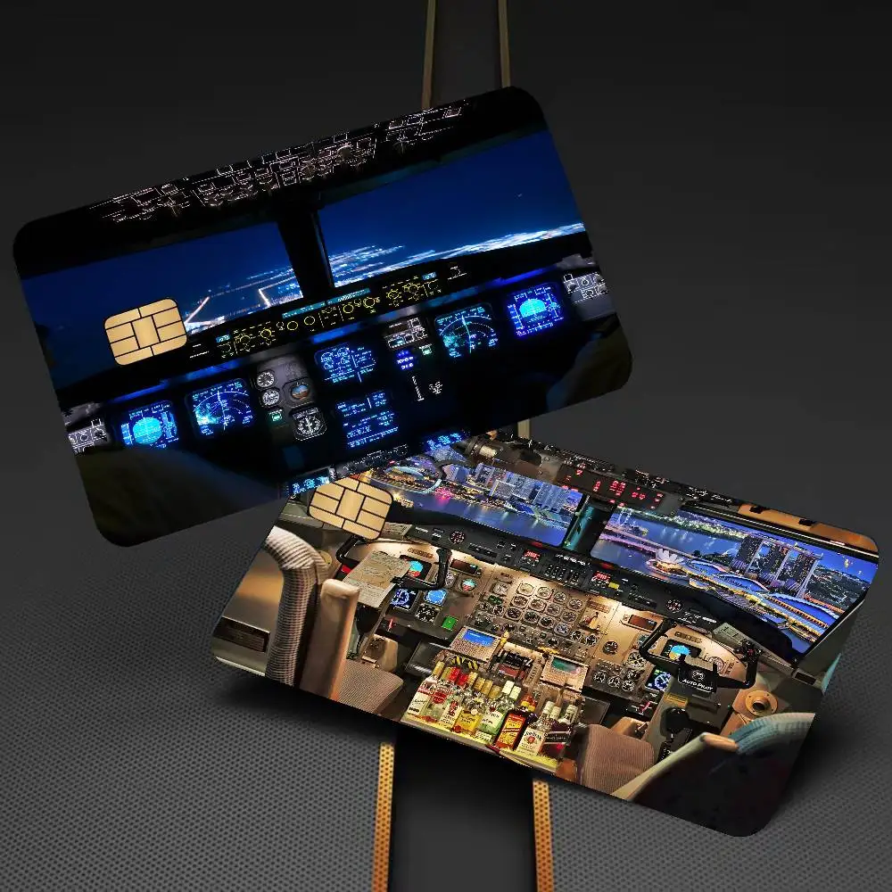 Aircraft Cockpit Diy Credit Debit Card Sticker Party Sticker Decoration Waterproof Small Chip Card Skin Sticker