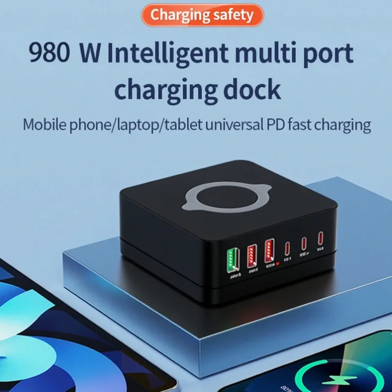 

7 In 1 PD USB Charger Station Fast Wireless Charging Stand PPS QC3.0 PD3.0 Quick Charge For Laptop Tablet iPhone Samsung Xiaomi