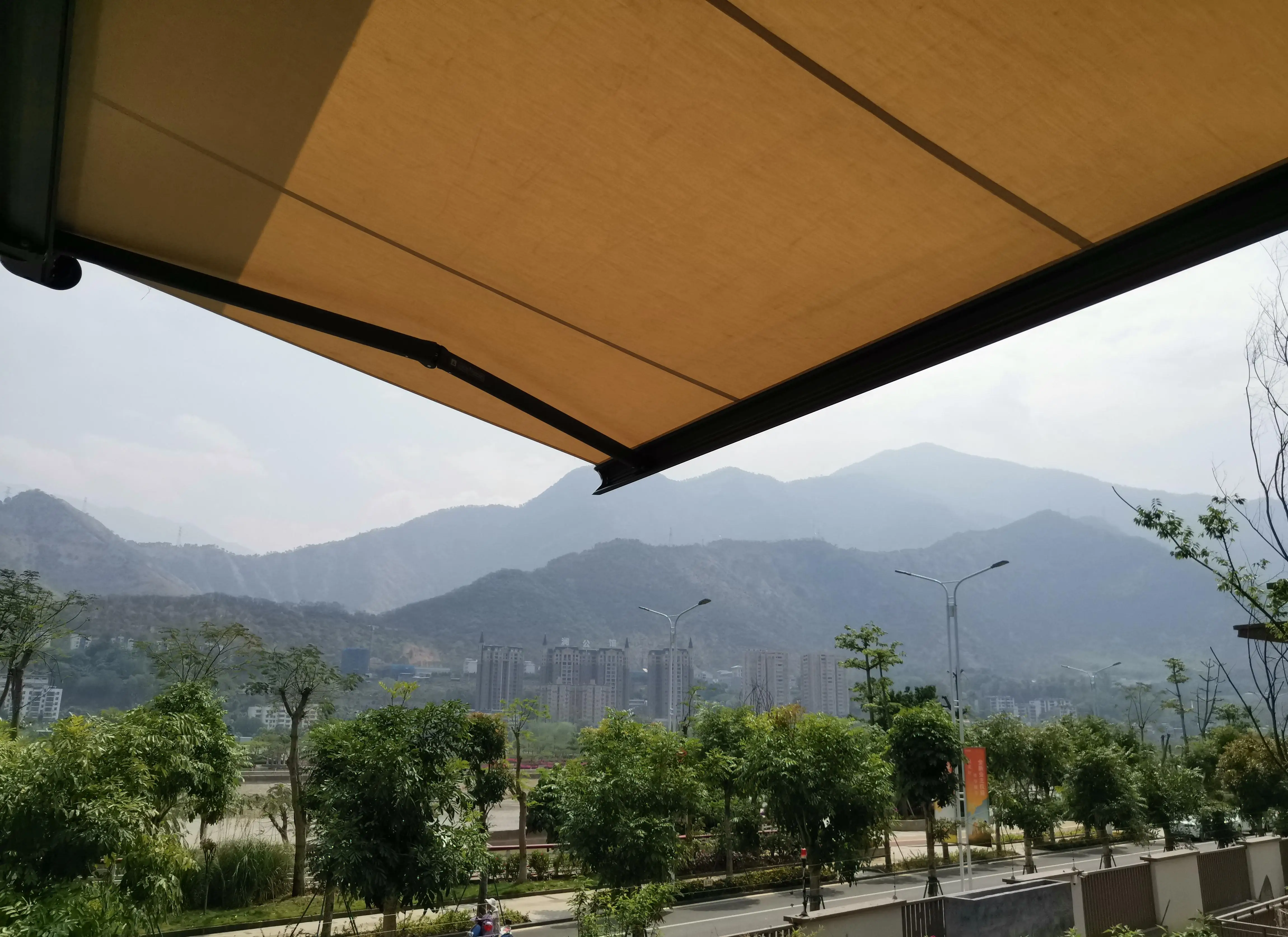 Lightweight 5m Max Outdoor Garden Awning Full Box Roof Canopy with Windproof Aluminum Alloy Frame Polyester Sail Windows Awnings