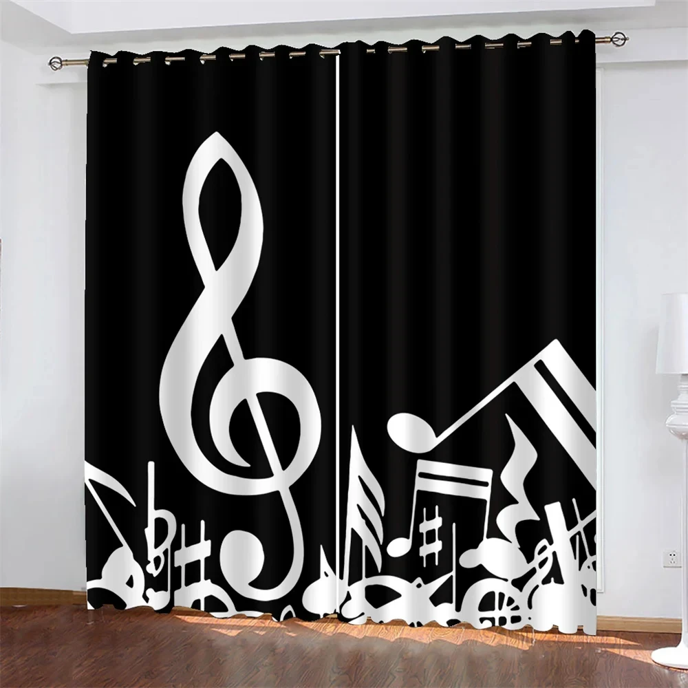 Rock Music Curtains for Bedroom Living Room Teens Boys Electronic Musical Instrument Curtain Guitar Drum Speaker Window Drapes