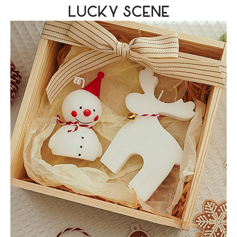 Christmas Tree Scented Candles Creative Handmade Decoration Ornaments Snowman Elk Gifts S01627