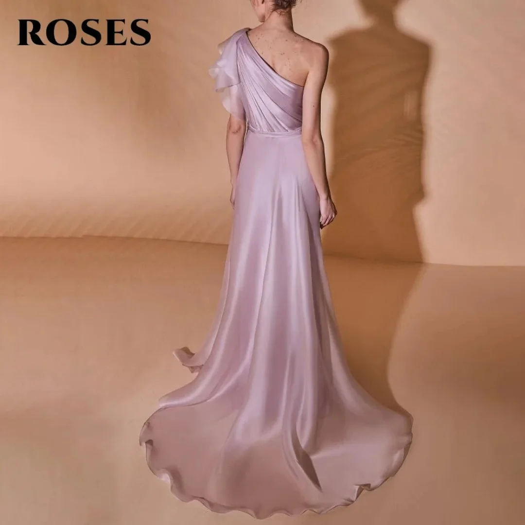 Amanda Customized Lavender One Shoulder Prom Dress with Draped Satin Bodice and Flowing Chiffon Skirt vestidos de noche 2026