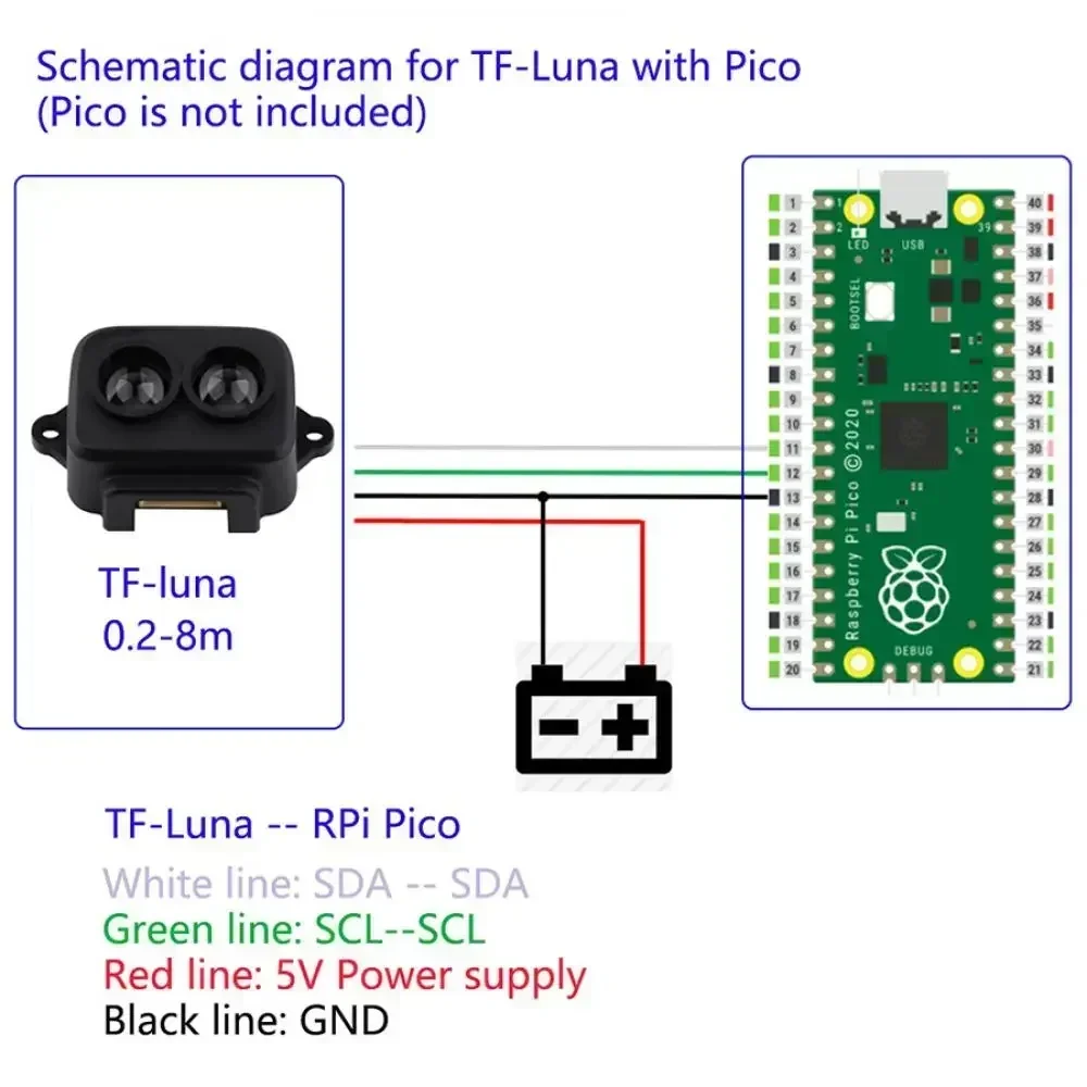 TF-Luna Lidar Range Sensor Module Range Finder Sensor modulo Micro Range a punto singolo per Arduino Pixhawk 5V UART IIC fai da te