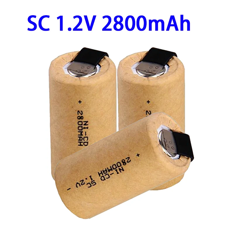 Original Screwdriver Electric Drill SC Batteries 1.2V 2800mah SC Ni-Cd Rechargeable Battey with Tab Power Tool NiCd SUBC Cells