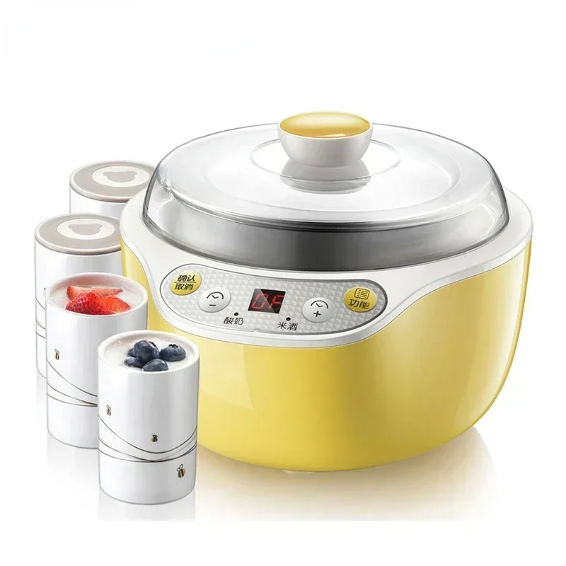 Multifunction Electric Yogurt Maker Leben Fermenter Automatic Glass Liner Natto Rice Wine Yoghurt Machine 4 Cups Container