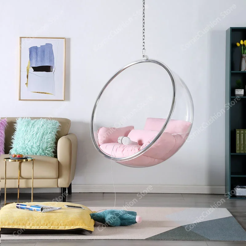 Hanging Ball Space Chair Glass  Indoor    Basket Nordic Outdoor Swing Home Stay Transparent Bubble 