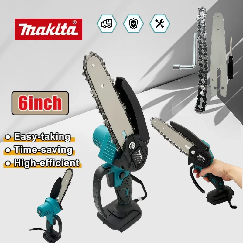 

Makita 6 Inch Chain Saw Electric Saw Handheld Portable Wood Logging Chainsaw Garden Pruning Wood Power Tool 18V Battery