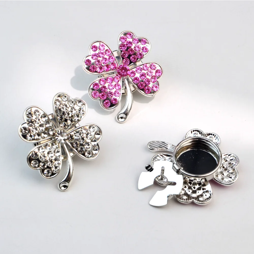 Clover Rhinestone Cufflinks Lucky Clover Diamond Set Cufflinks Banquet Suit Shirt Decoration Cuff Buckle