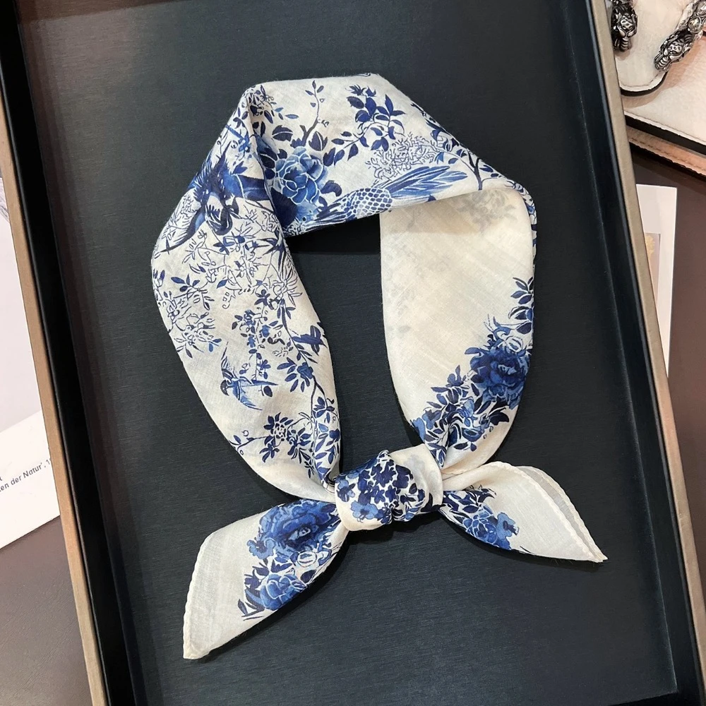 고급 액세서리 다용도 실크 스카프 명품 스카프 새소리와 꽃무늬 실크 스카프 프랑스풍 우아한 작은 사각 손수건
