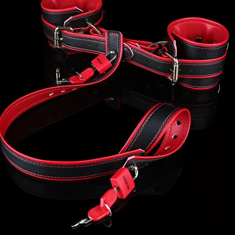 FRKO BDSM Testicle-Wrist Restraint Stapon Harness Belt PU Handcuff Collor Body Bondage Erotic Slave Games Sex Toys For Men Gays