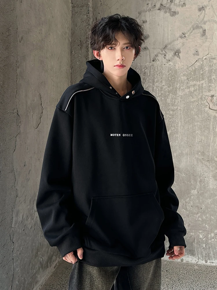 

Bla Fce Lined Hoodie Men's Autumn Faion American Sle Casual Heavyweight Design Sense Top Boys' Sweatirt