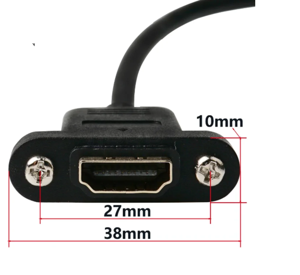 HDMI-compatible 90 Degree Right Angle HDMI Panel Mount socket Extension Cable Screw HDMI Female to Male Panel Connector Cord