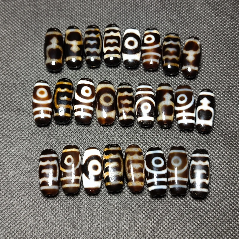 Different Totems 25pcs/lot Flat Elliptical Shape Agate DZi Beads Amulet Jewelry Bracelet NecklaceDIY Free Shipping