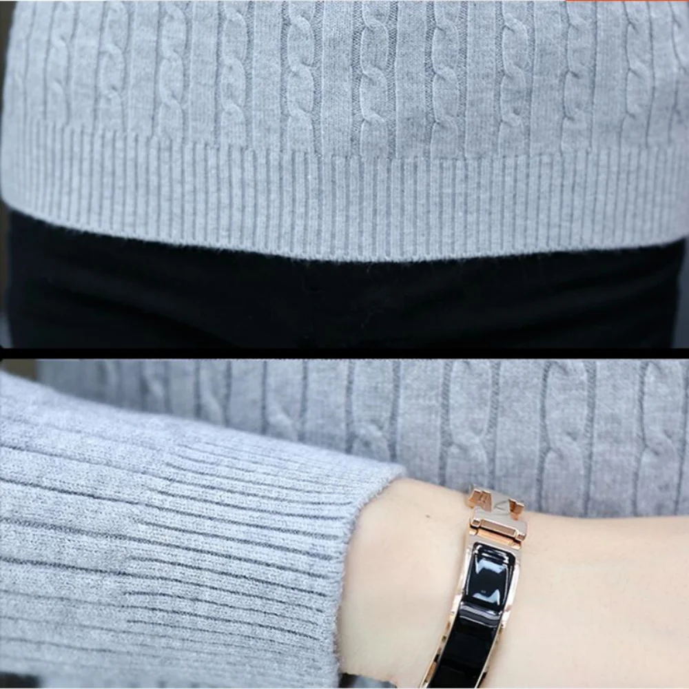 Sweater musim dingin, Turtleneck Sweater pria musim dingin, Sweater rajut hangat klasik, Sweater Jacquard lengan panjang kasual