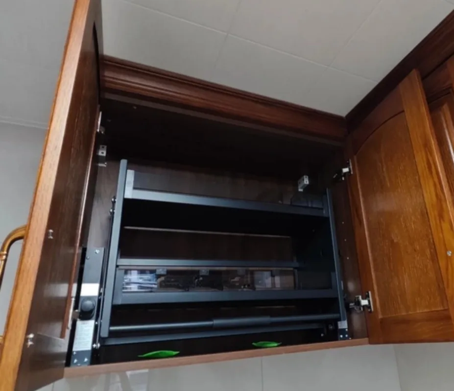 Hanging Pull‑down Storage Basket With Damper, Wall‑mounted Organizer For Kitchen Upper Cabinet