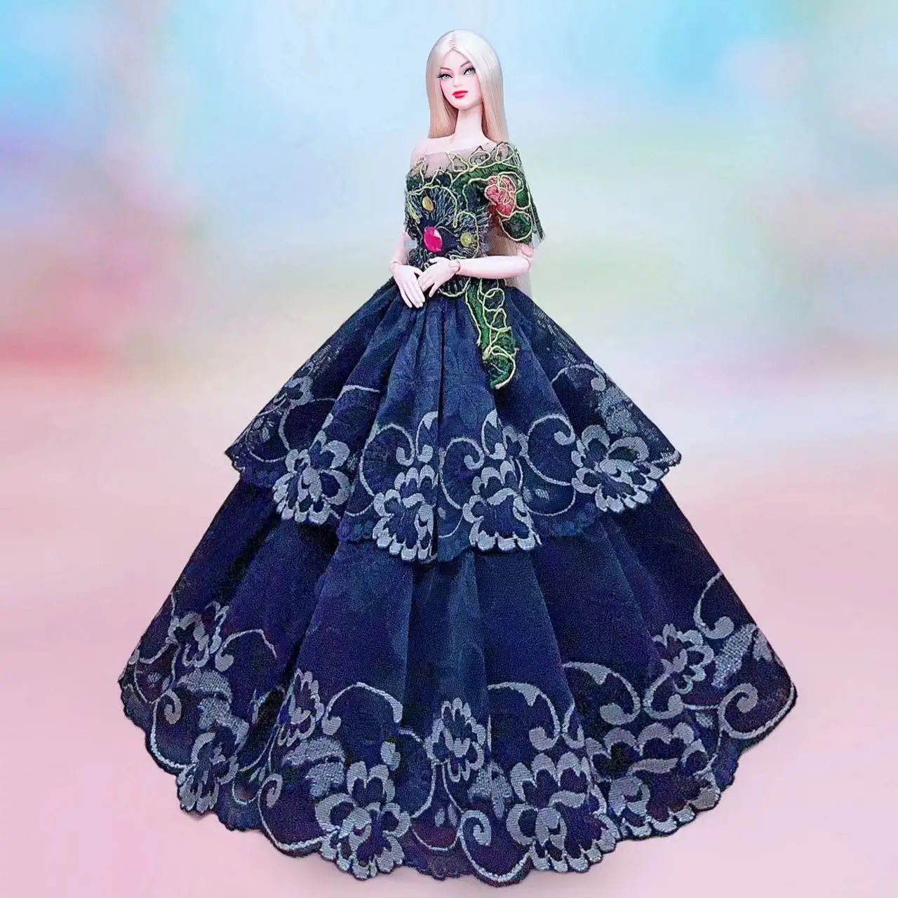 Robe de mariée en dentelle colorée pour poupée Barbie, vêtements, robe de soirée de princesse pour 11.5 pouces 1/6 BJD, accessoires de maison de Robe de mariée en dentelle colorée pour poupée Barbie, vêtements, robe de soirée de princesse pour 11.5 pouces 1/6 BJD, accessoires de maison de