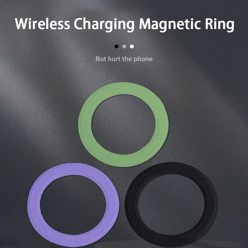 

Colorful Leather Phone Holder Wireless Charger Magnetic Ring Sticker Iron Plate Sheet for iPhone 15 Samsung Phone Accessories
