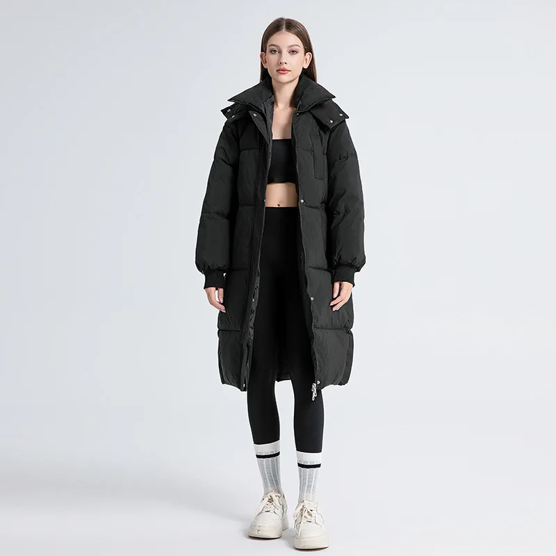 Women's Long Over The Knee Winter Cotton-Padded Jacket Korean Version Loose Thickened Warm Coat Plus Size Outerwear