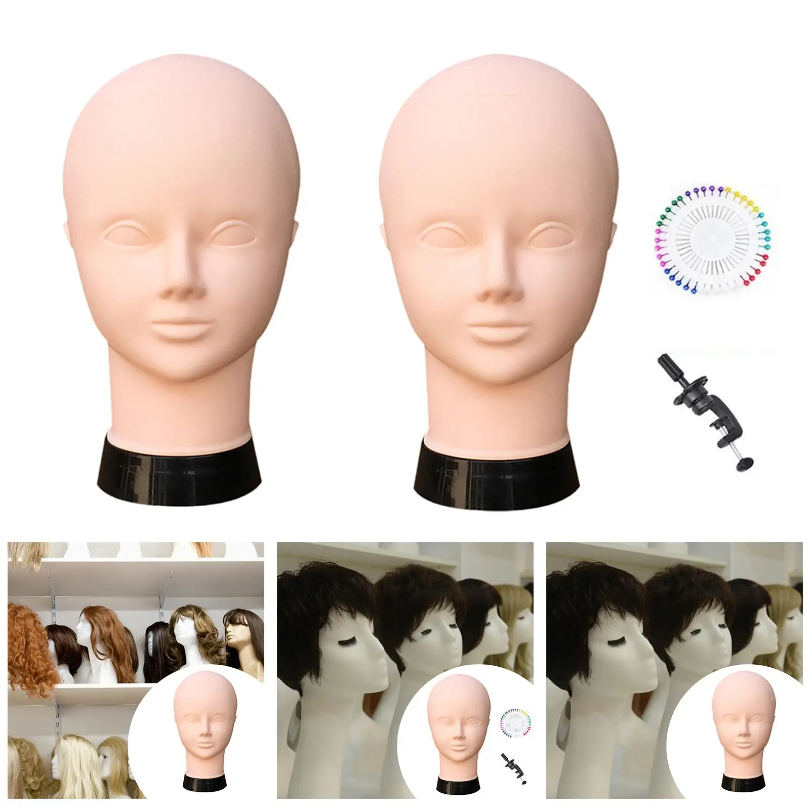 PVC Makeup Mannequin Head with Shoulder for Beauty Training Eyelash Practice Spa Massage Learning Tool