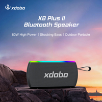 XDOBO X8 PlusⅡ80W Portable Speaker Wireless Subwoofer Surround Boom Box RGB Colorful Light Soundbox TWS Outdoor Camping Party