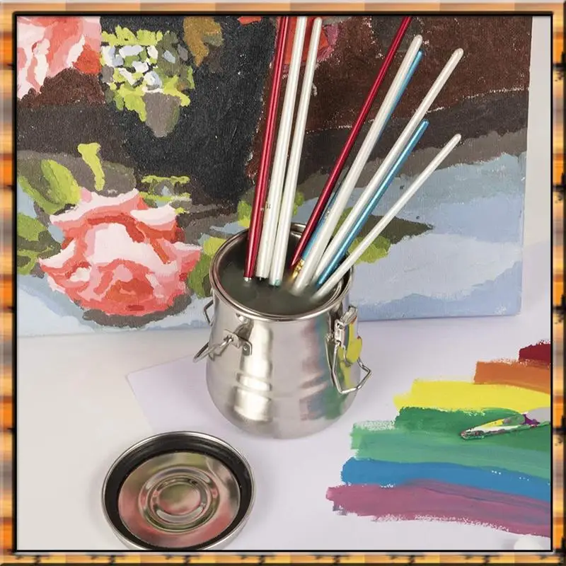 A78K 새로운 페인트 브러시 세척기, 내구성이 뛰어나고 사용하기 쉬운 페인팅용 밀폐형 스테인레스 스틸 브러시 클리너(중간)