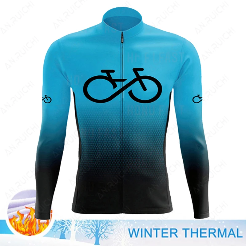 2023 Winter Long Jacket Thermal Fleece Man Cycling Jersey Clothing Mountain Outdoor Triathlon Wear Warm Bicycle Clothing Uniform