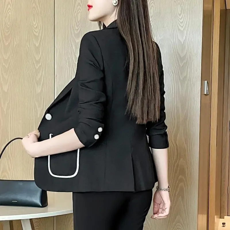 Large Size Women's High-Grade Professional Suit Jacket Spring Autumn 2024New Outerwear Fashion Elegant Blazer Coat Female Tops