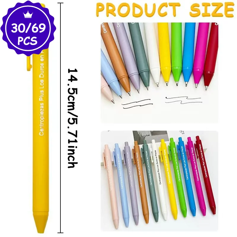 30/69PCS Mixed Colors Customizable Plastic Gel Pens Smooth Writing for Party Office Study Gel Pen Gifts for Company Advertising