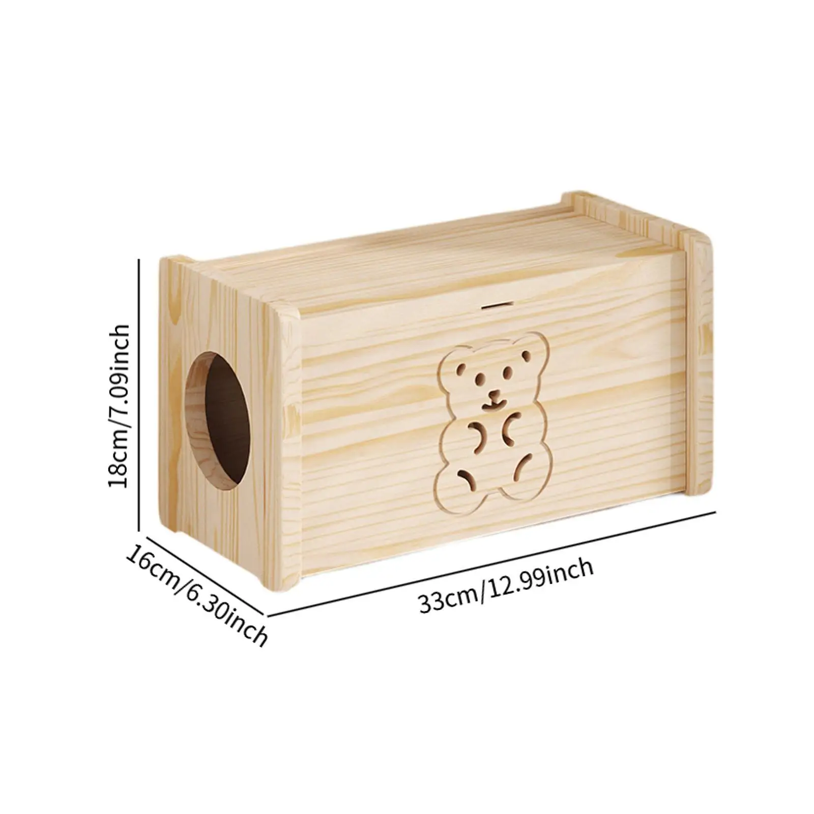 Cable Management Box Wood Cord Organizer Box for Computer Under Desk Cords