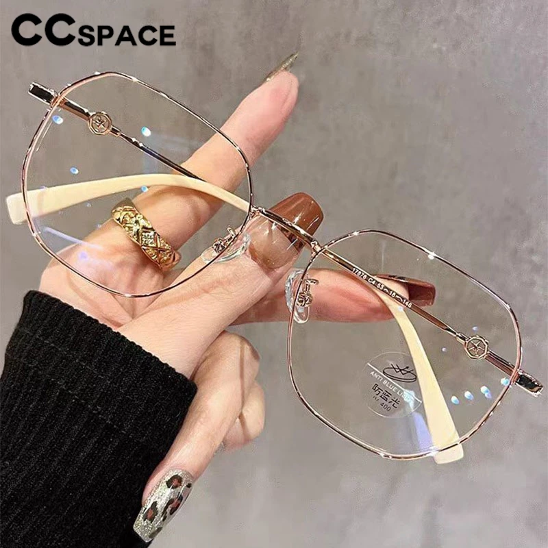 Ponadgabarytowe metalowe okulary blokujące niebieskie światło moda damska okrągłe optyczne przezroczyste okulary konfigurowalne okulary korekcyjne # 302867