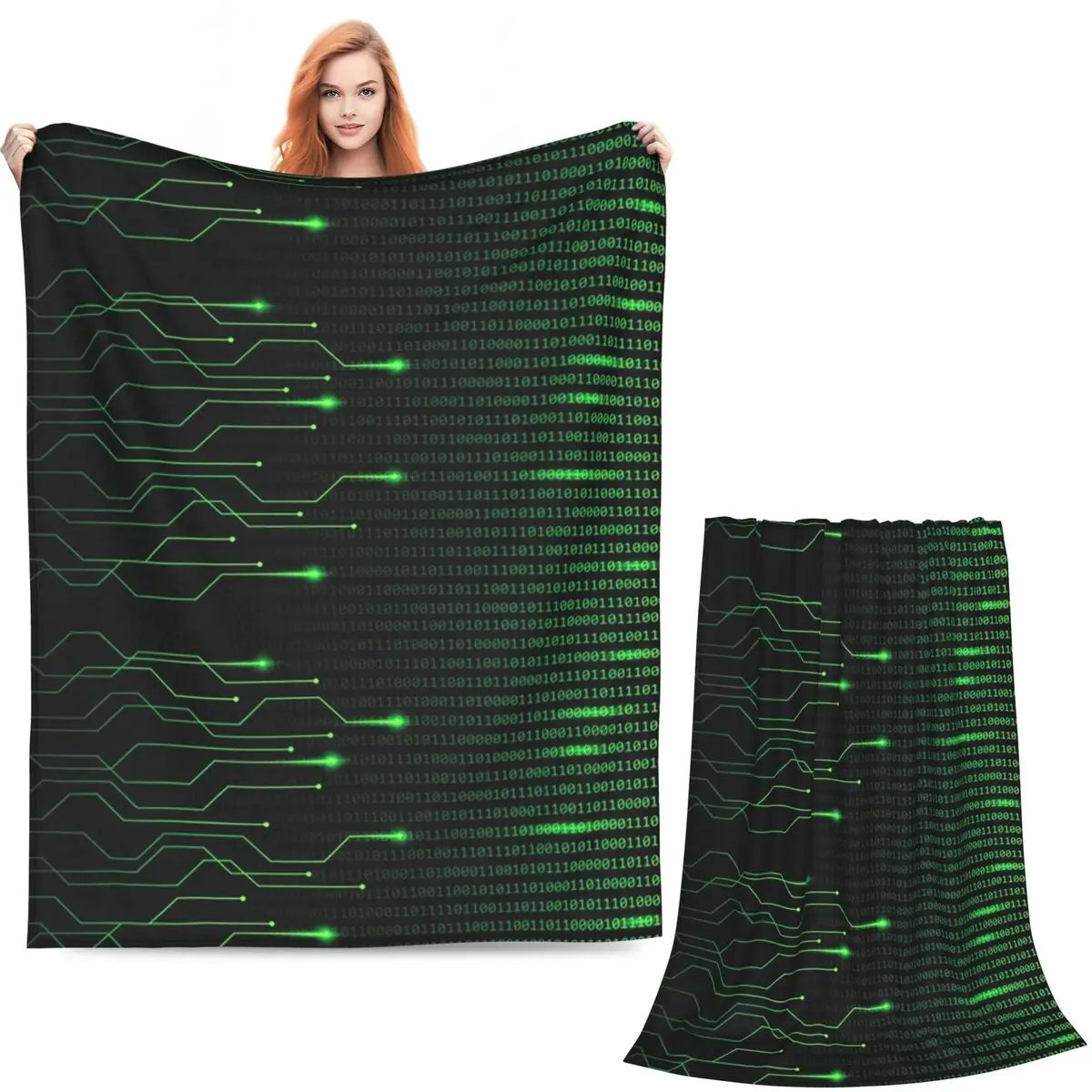 Binary Code Inside Throw Blanket And Lightweight Fleece Blankets Soft Warm Flannel Throw Blanket Cover for Bed Travel Home Couch