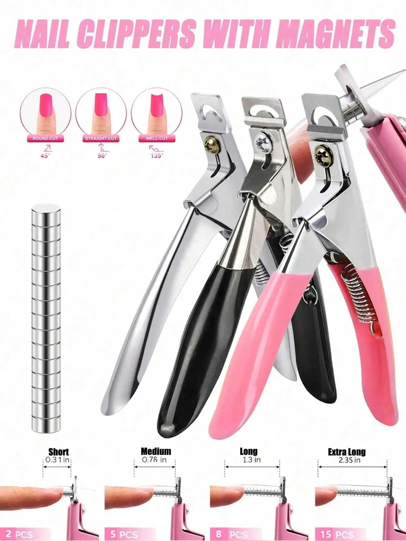 

Adjustable Nail Clippers With Magnetic Size Adjuster, Suitable For Acrylic Nails, Professional Stainless Steel False Nail Tip Nipper, Manicure Tool, For Salon And Home Nail Care, Nail Supplies, Bright Pink/Black/Purple Nail Clippers, Sharp Blades, For Sal