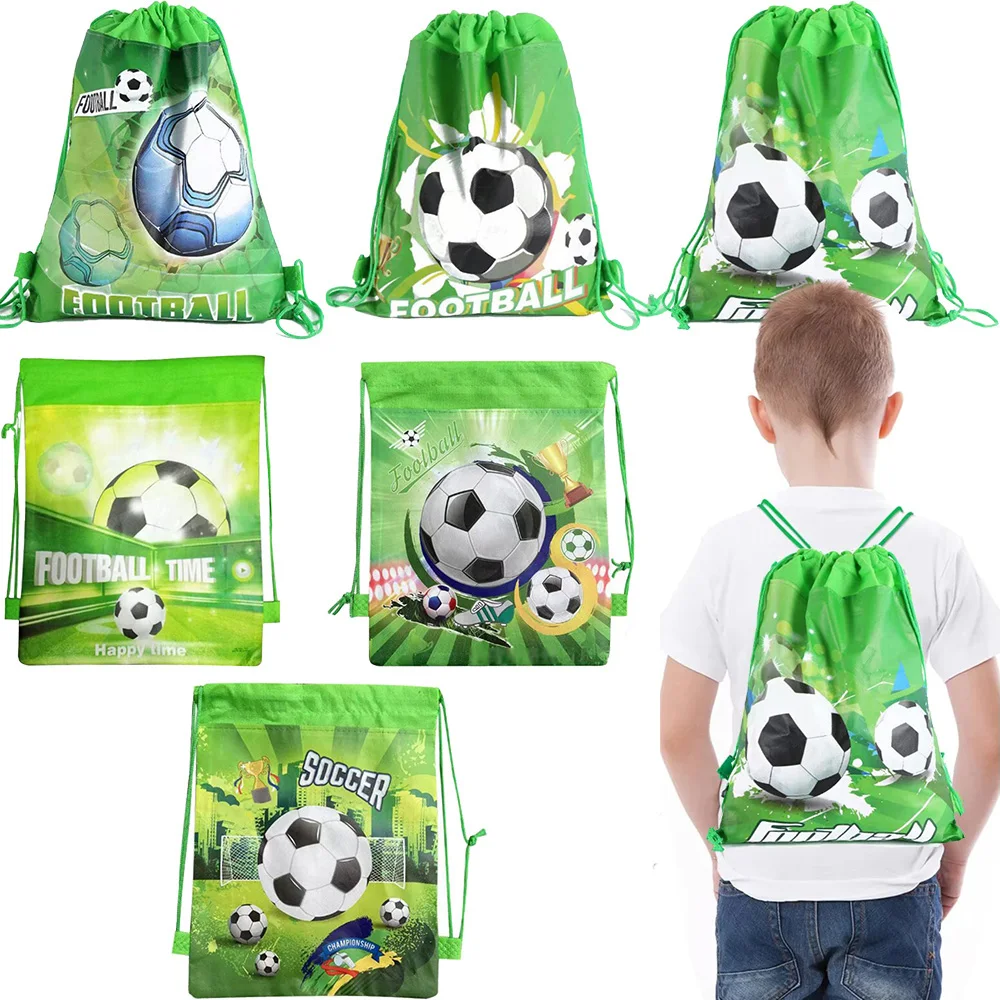 Bolsa con cordón con temática de fútbol, ​​suministros para fiestas de competición de fútbol, ​​bolsa con cordón para regalo, bolsa de regalo para niños, regalo de cumpleaños