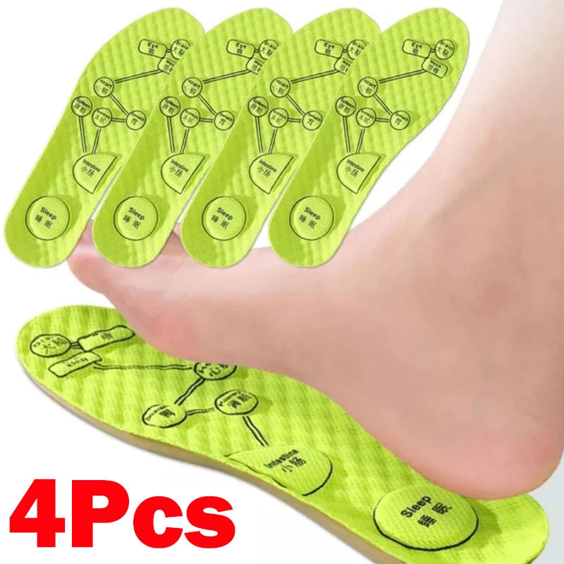 Plantilla de acupresión para pies para hombre y mujer, insertos de cojín deportivo suaves y transpirables, plantilla desodorante absorbente de sudor, almohadillas para zapatos, 2 pares