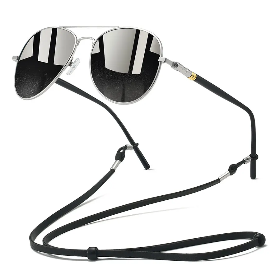 أزياء خمر النظارات الشمسية المعدنية UV400 مع سلسلة للرجال والنساء العلامة التجارية الفاخرة مصمم ريترو ستايل لصيد الأسماك والقيادة #4