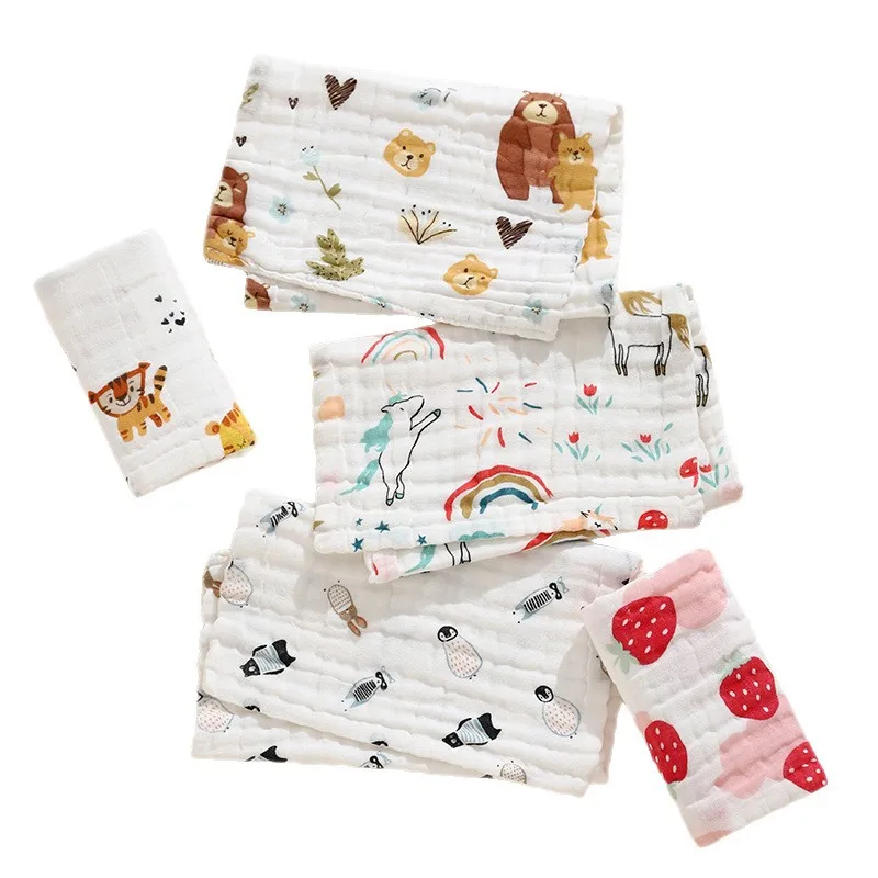 Хлопковое 6-слойное марлевое детское полотенце, одеяло для новорожденных, пеленальная ткань, мягкое, с высокой впитывающей способностью, банное полотенце для младенцев, ткань для отрыжки 30*50 см