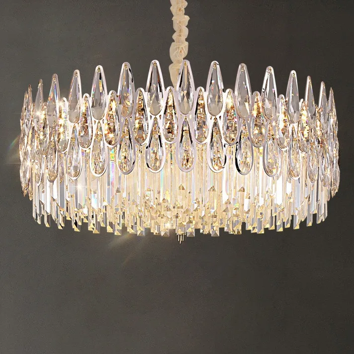 

French light luxury crystal chandelier, living room lamp, Hong Kong style, post-modern simplicity