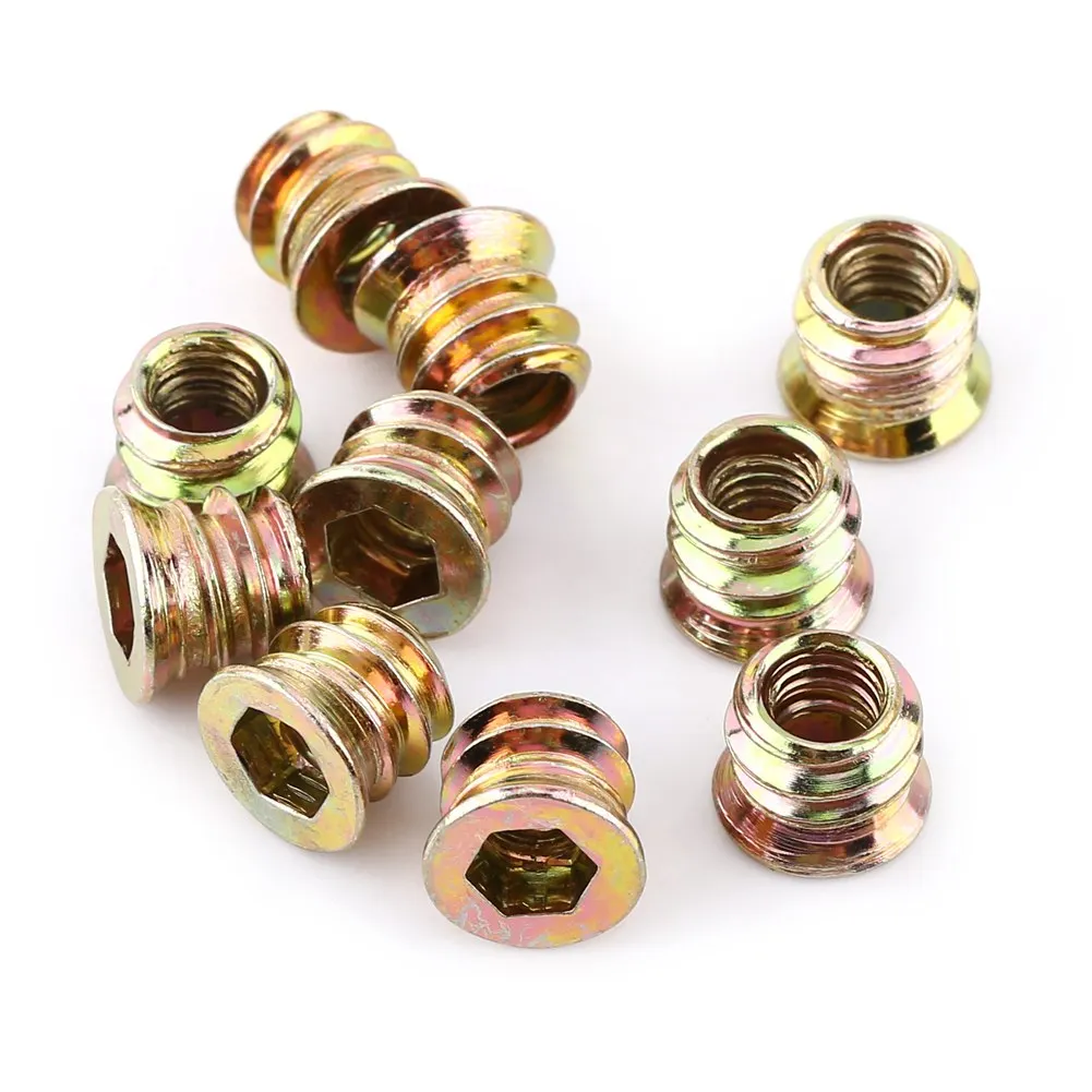 Carbon Steel Hex Socket Drive Insert Nuts Threaded For Wood Furniture Furniture Nut Hex Drive Head Nut Insert Nut Wood Nut