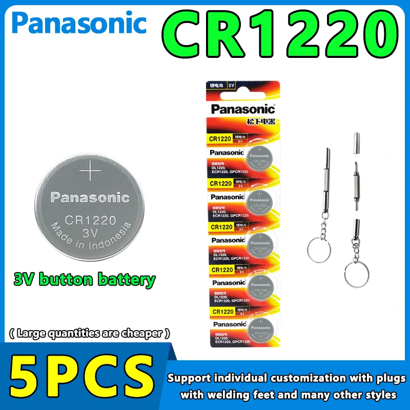 

Panasonic 5Pcs 3V CR1220 Lithium Button Battery BR1220 LM1220 DL1220 L04 5012LC Coin Cell Watch Batteries For Toys Remote