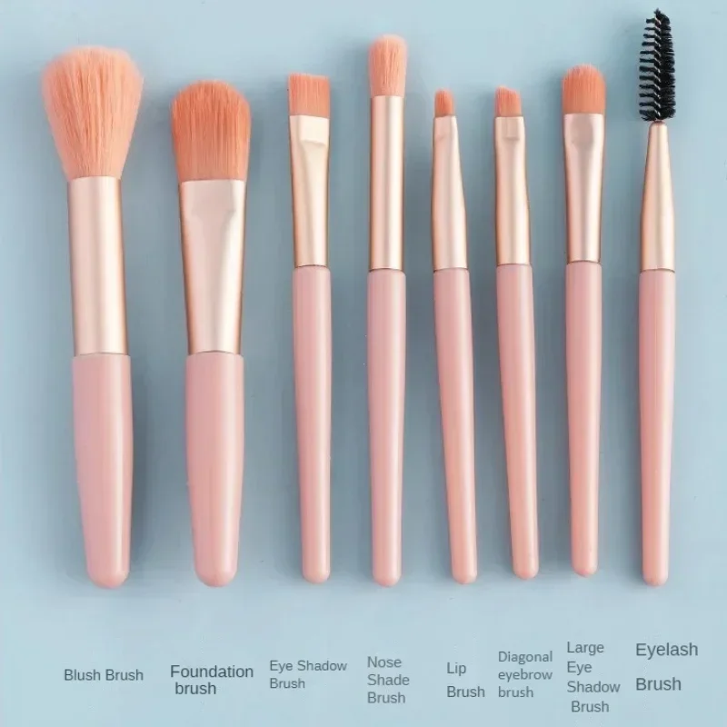 แปรงแต่งหน้าพกพา 8 ชิ้น แปรงแต่งตา แปรงรองพื้น แปรงเบลนด์ แปรงแต่งหน้าเนื้อนุ่มฟู แปรงคอนซีลเลอร์ อุปกรณ์แต่งหน้า