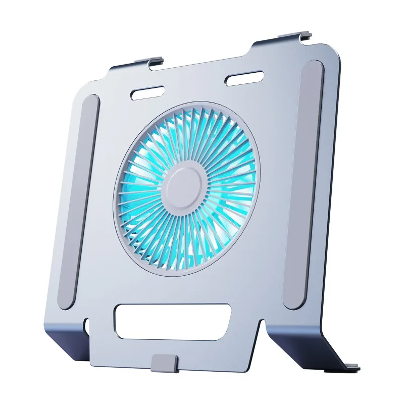 All‑in‑One Aluminum Alloy Laptop Cooling Stand, 3‑Speed Blue Light Fan Notebook Cooler Support Bracket for Laptop