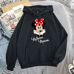 Disney Women Hoodies Minnie Mickey Mouse Hoodies Cartoon Tops Long Sleeve Pockets Sweatshirts Fashion Hooded Gothic Clothing