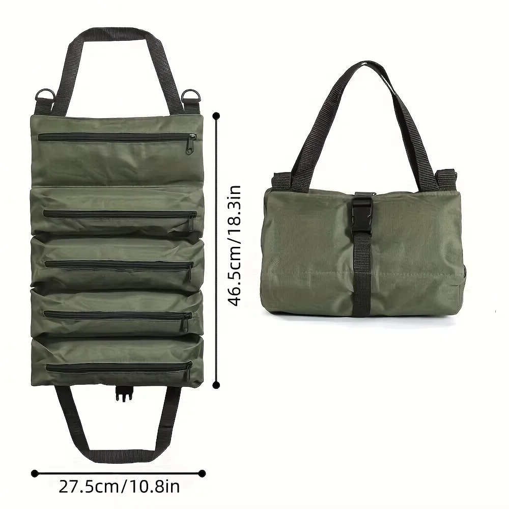 Tool Roll,Multi-Purpose Roll Up Tool Bag,Wrench Roll,Canvas Tool Organizer Bucket,Car First Aid Kit Wrap Roll Storage Case
