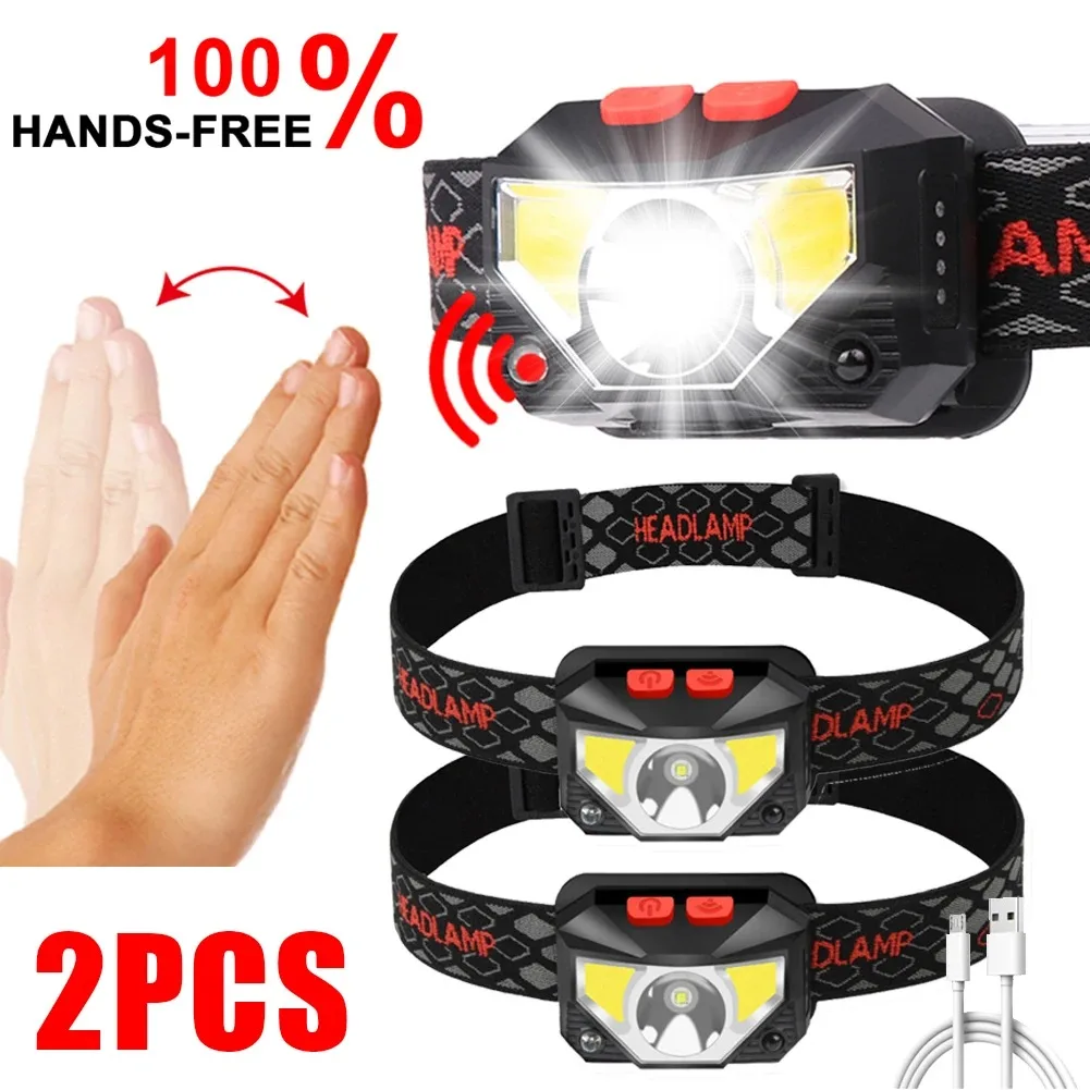 

Powerful LED Headlight Motion Sensor Headlamp USB Rechargeable Head Torch Waterproof Camping Hiking Fishing Powerful Flashlight