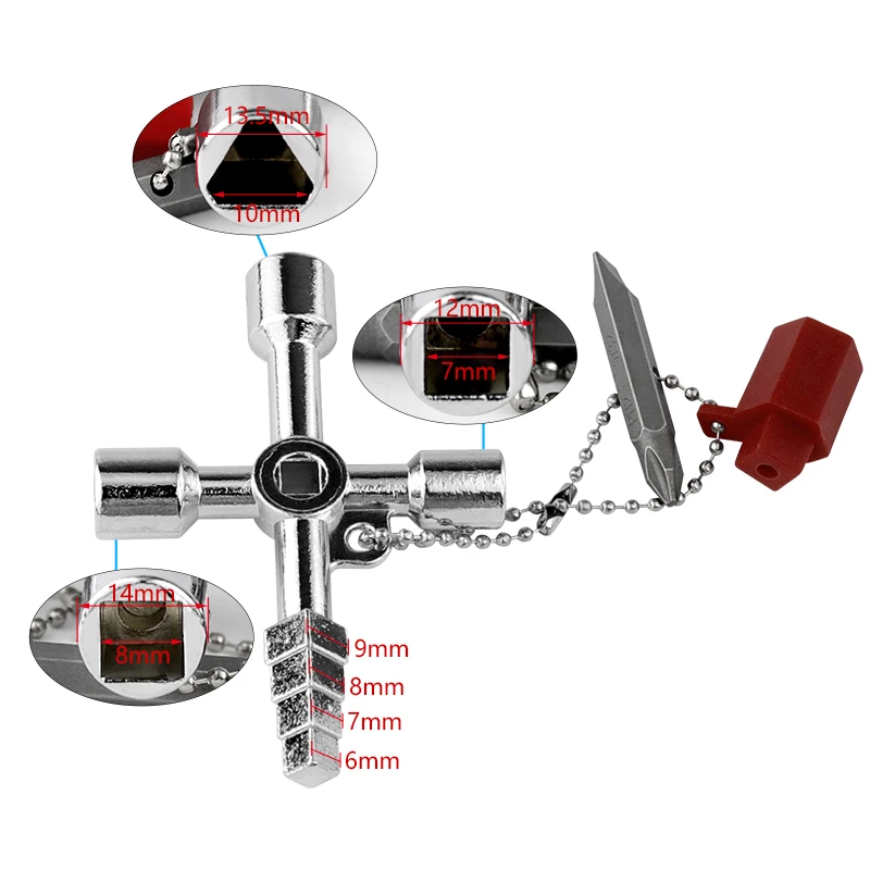 free shipping New 5 In 1 Universal Cross Square Triangle Train Electrical Cabinet Elevator Key