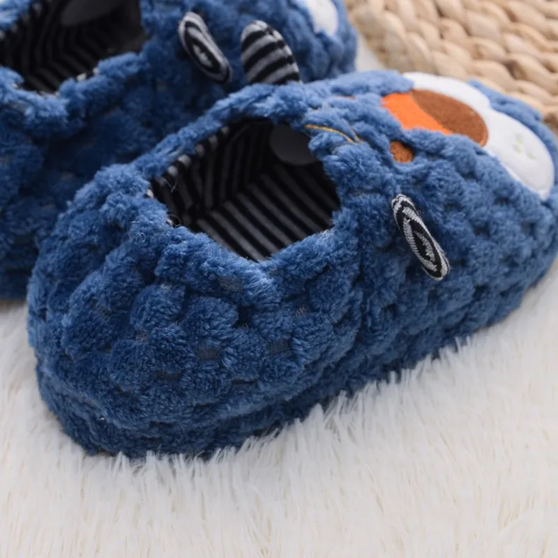 Toddler Boys Slippers for Winter Baby Loafers Plush Warm Cartoon Lion Rubber Sole Children Home Shoes Kids House Indoor Footwear