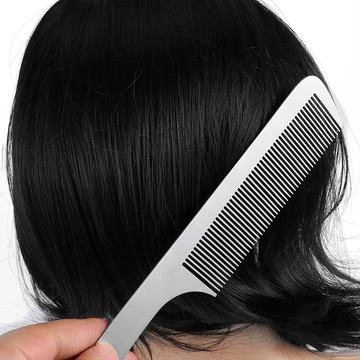 

1Pcs Titanium Steel Hair Comb Professional Barber Accessories Hairdressing Tool Anti-Static Silver 22x5cm Comfortable Head