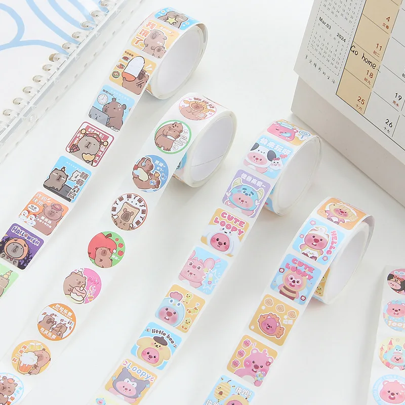 Lovely Animals Sticker Rolls Cute Lovely Decals Decorative Reward Stickers Party Favor Decoration for Kids Gift Album