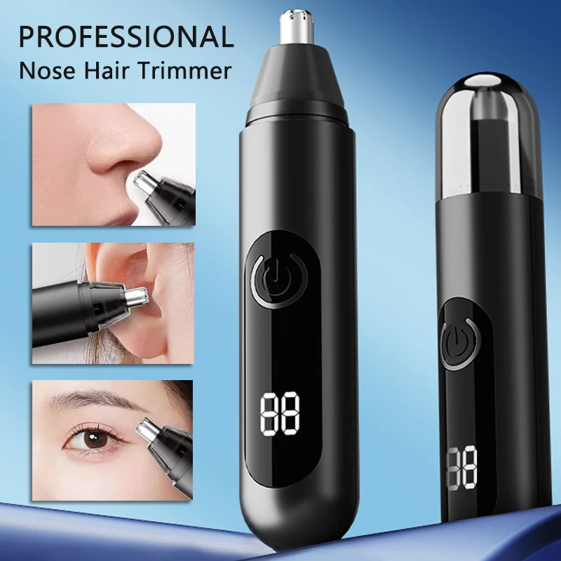 Electric Nose Hair Trimmer Portable Mens Mini Hair Trimmer USB Rechargeable LCD Display Professional Ear Nose Hair Trimmer