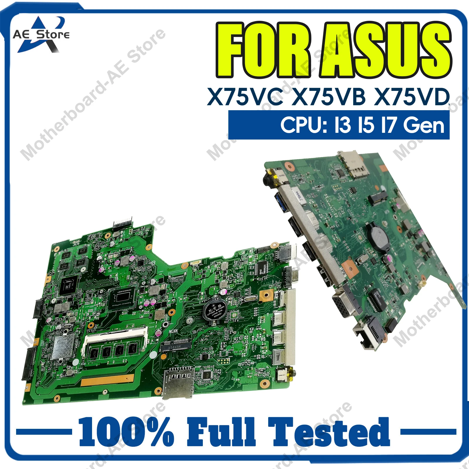 X75VC Notebook Mainboard For ASUS VivoBook F751V X75VB X75VD X75V Laptop Motherboard With I3 I5 I7 CPU 100% Tests OK